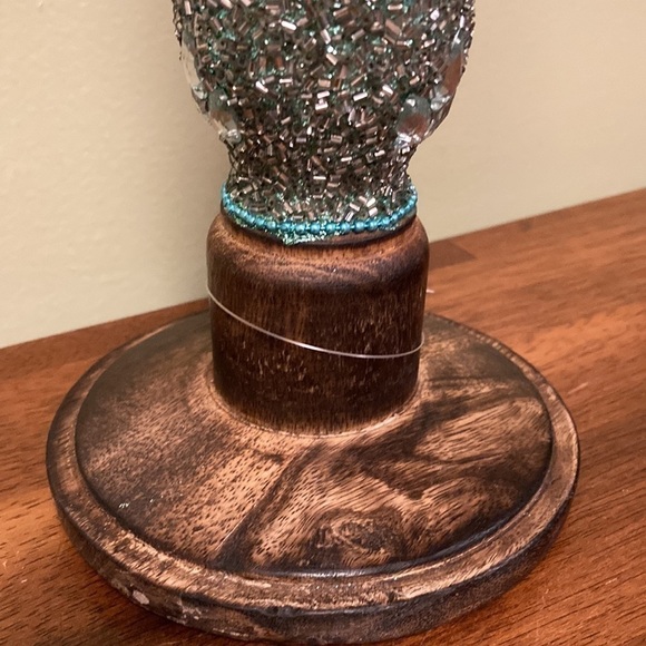 NWT GORGEOUS BEADED & JEWELED 15" WOODEN CANDLESTICK - Picture 5 of 10